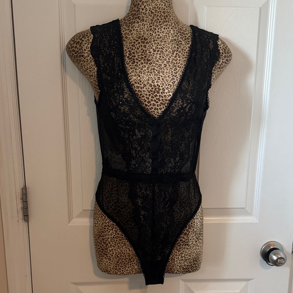 Victoria's Secret Black Lace Bodysuit with beautiful details